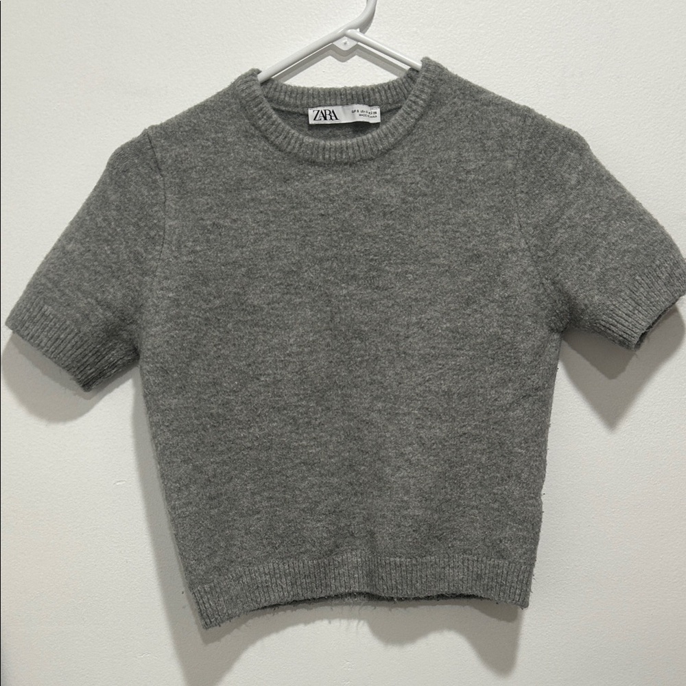 Zara Kids Heather Gray Short Sleeve Knit Sweater